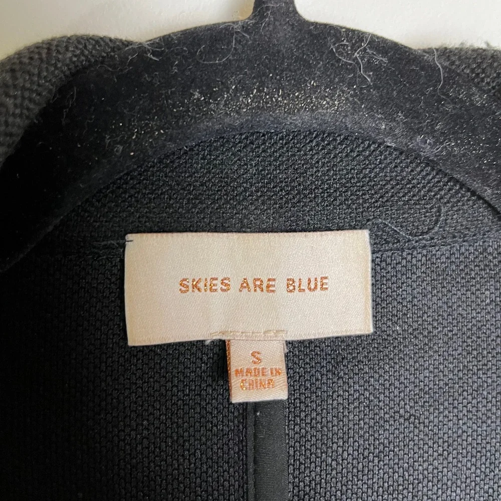 Skies Are Blue Black Blazer S Roll Sleeve Work Career Casual Jacket Office Corp - Picture 7 of 11